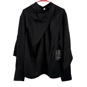 Eloquii Blouse Size 22 NWT Satin Drape Neck Black Plus Curvy Cocktail Office Top
